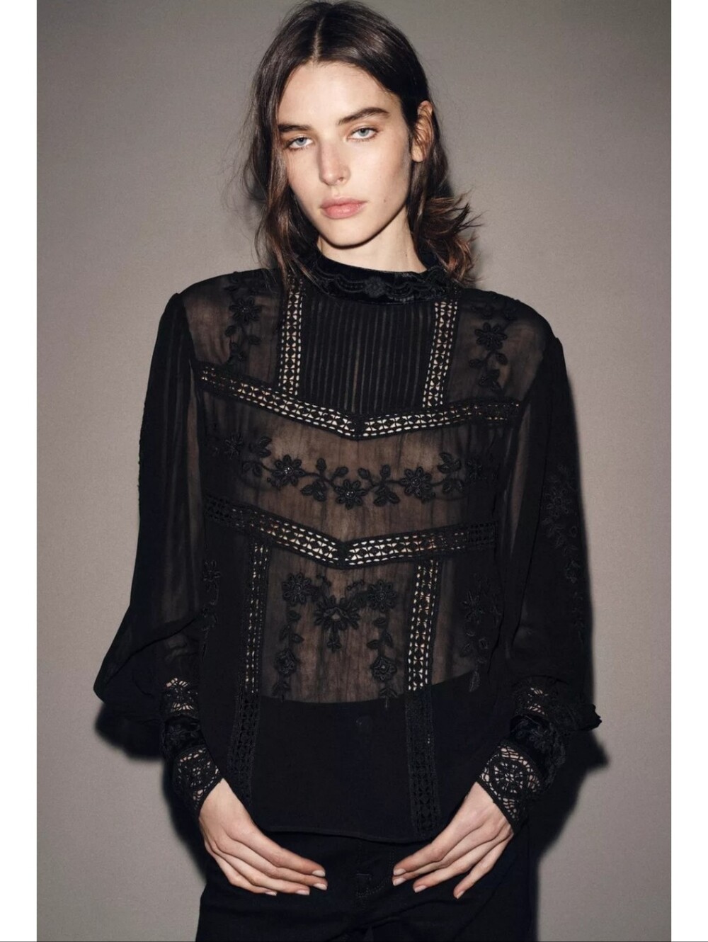BNWT!VELVET LADDER TRIM BLOUSE ZW COLLECTION
